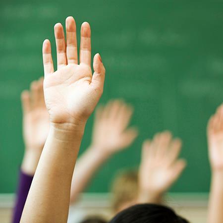  student raising hand